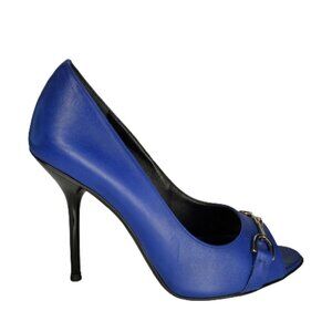 Gucci Horsebit Leather Peep Toe Pumps